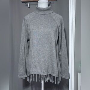 Rafaella Light Gray Ribbed Turtleneck Sweater